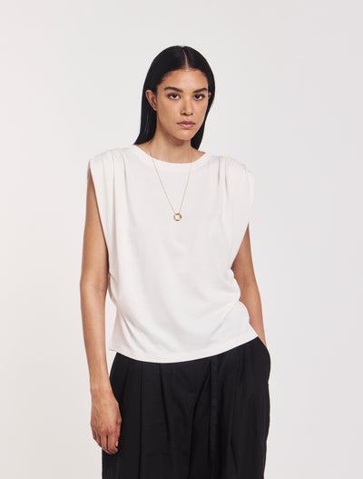 Kaia Pleated Tank Top In Off White