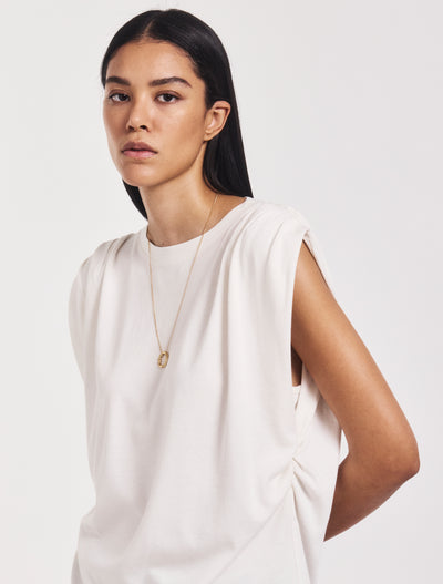 Kaia Pleated Tank Top In Off White