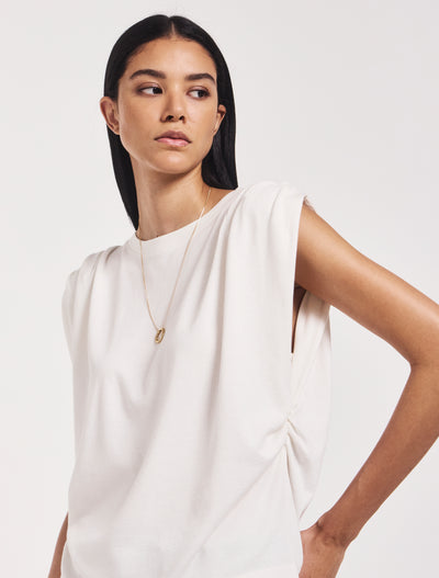 Kaia Pleated Tank Top In Off White