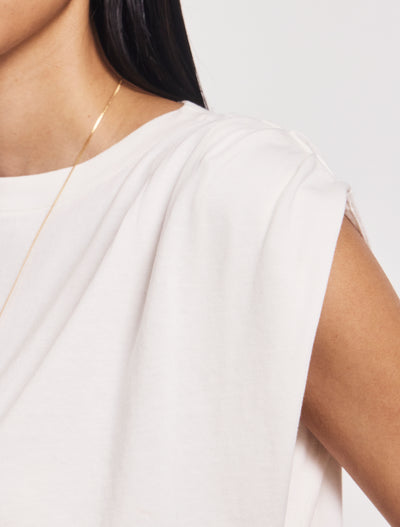 Kaia Pleated Tank Top In Off White