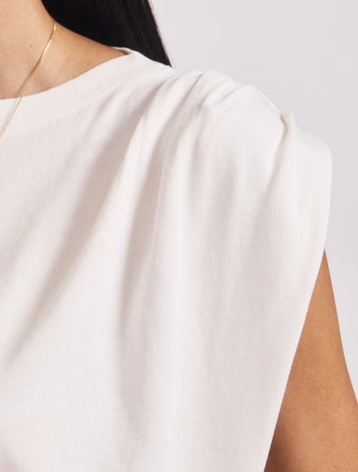 Kaia Pleated Tank Top In Off White