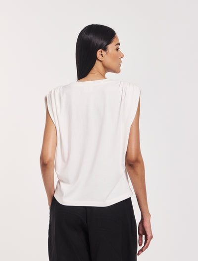 Kaia Pleated Tank Top In Off White