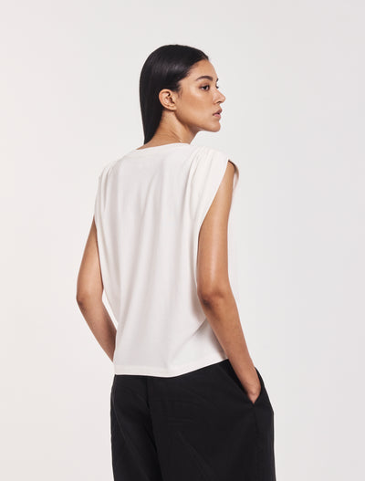 Kaia Pleated Tank Top In Off White