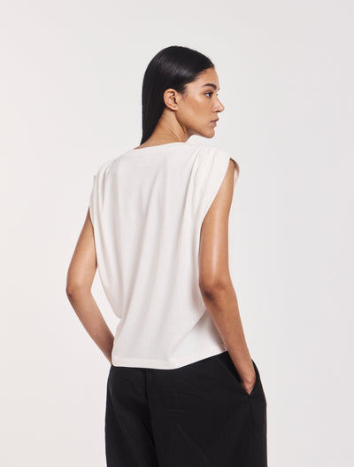 Kaia Pleated Tank Top In Off White