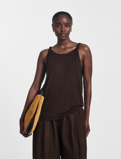 Riley Twist Strap Vest in Bitter Chocolate