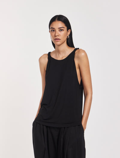 Riley Twist Strap Vest in Black
