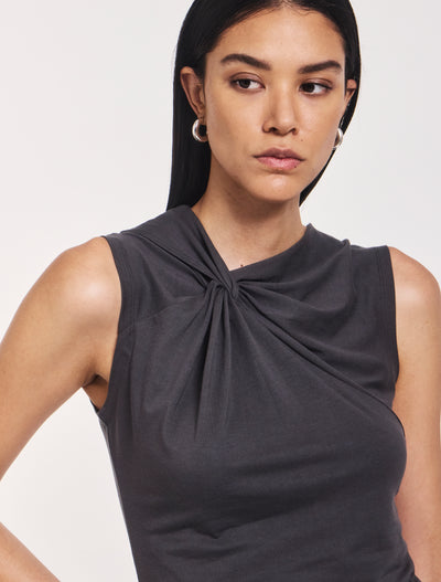 Sadie Twist Shoulder Top In Magnet