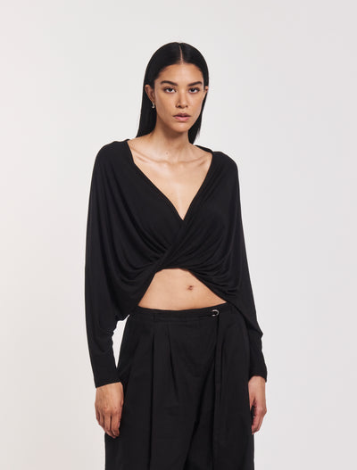 Harper Twist Front Top in Black