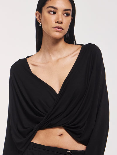 Sofia Twist Front Top in Black
