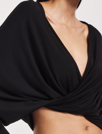 Sofia Twist Front Top in Black