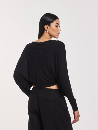 Sofia Twist Front Top in Black