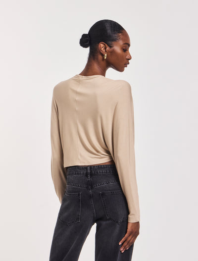 Sofia Twist Front Top in Taupe