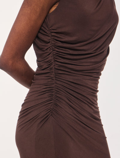 Draped Midi Dress in Bracken