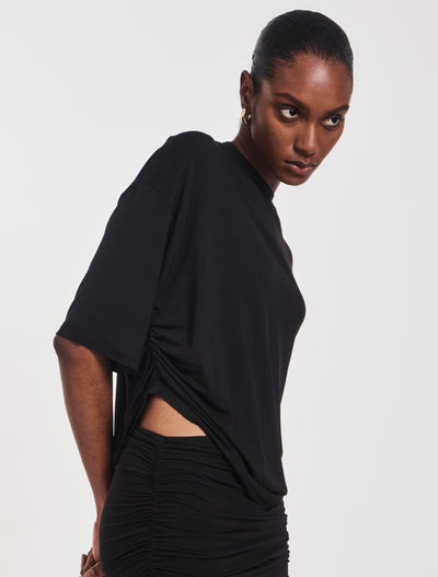 Drape Side Tee in Black