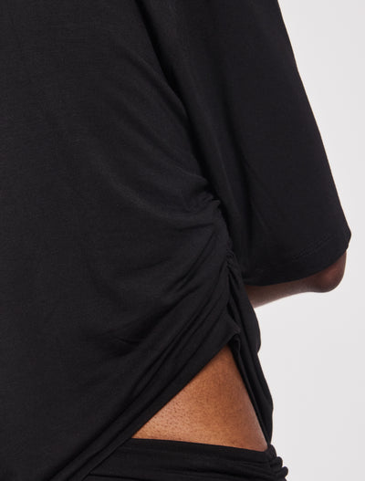 Drape Side Tee in Black
