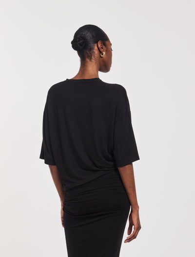 Drape Side Tee in Black