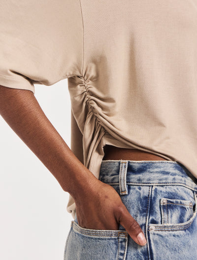 Drape Side Tee in Taupe