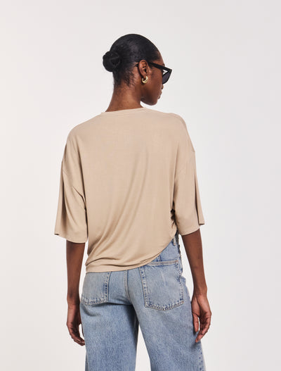 Drape Side Tee in Taupe