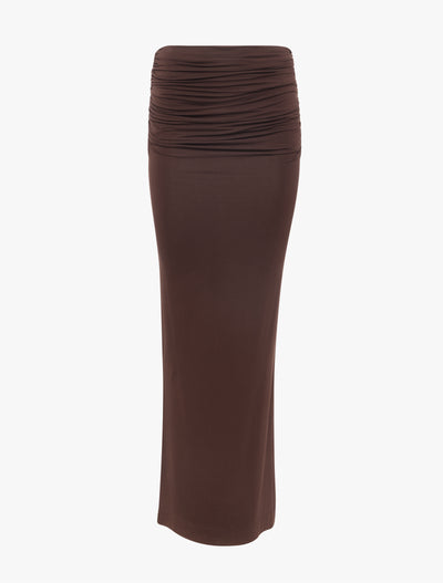 Leah Ruched Maxi Skirt in Bracken