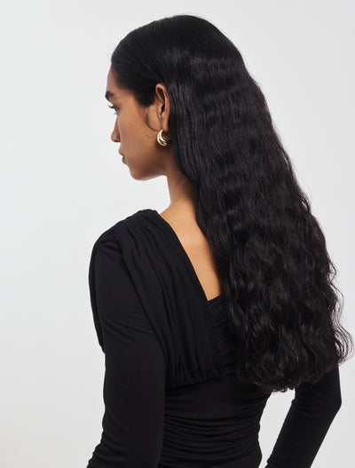 Corey Ruched Long Sleeve Top in Black