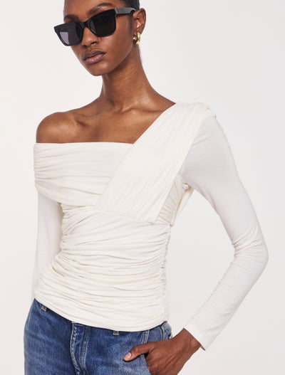 LS Aysm Bardot Top in Chalk White