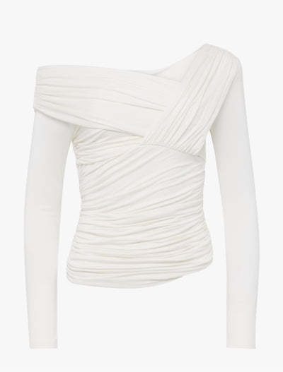 Corey Ruched Long Sleeve Top in Off White