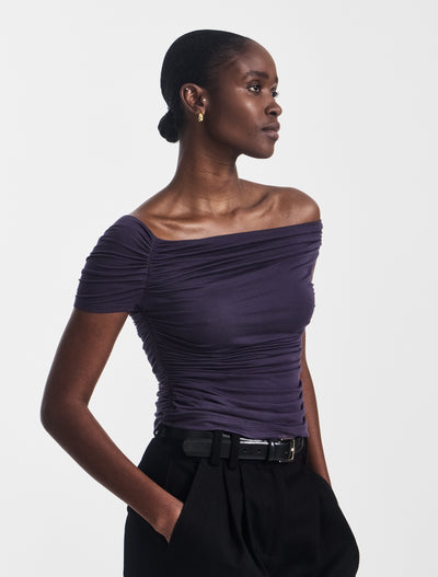 Katie Ruched Top in Aubergine