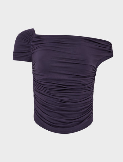 Katie Ruched Top in Aubergine