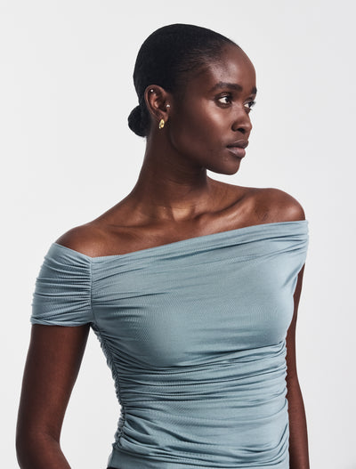 Katie Ruched Top in Powder Blue