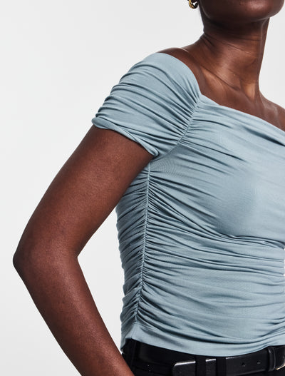 Katie Ruched Top in Powder Blue