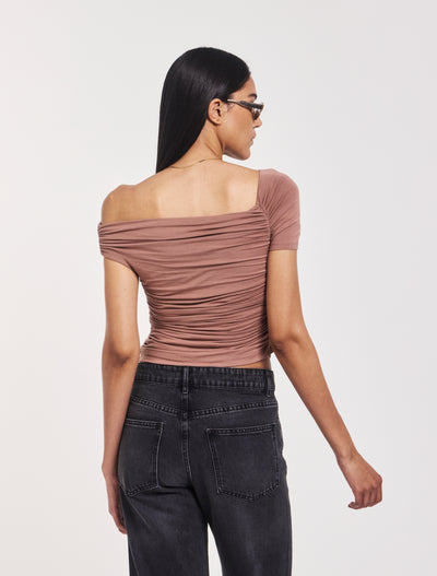 Katie Ruched Top In Sandalwood