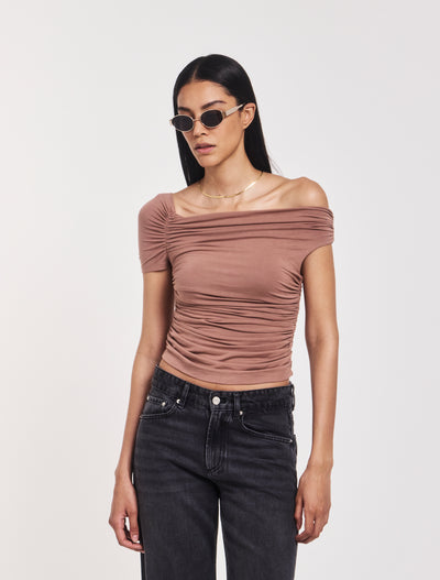 Katie Ruched Top In Sandalwood