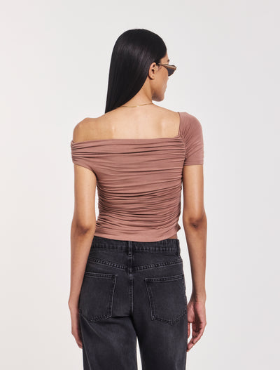 Katie Ruched Top In Sandalwood