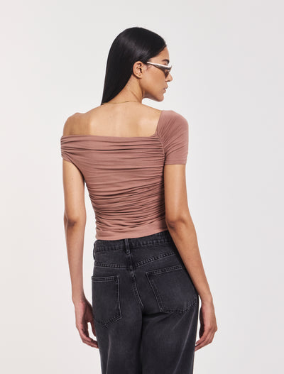 Katie Ruched Top In Sandalwood