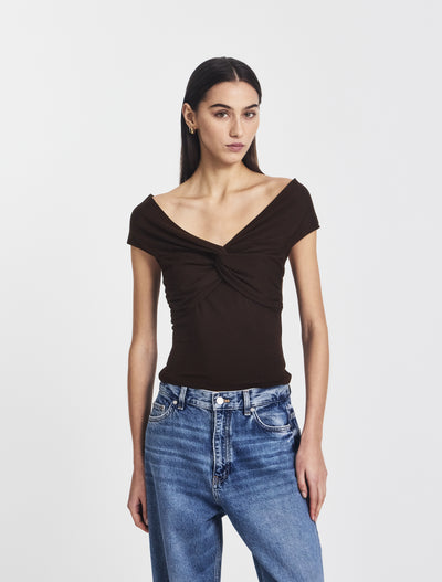 Laila Twist Front Top in Bitter Chocolate
