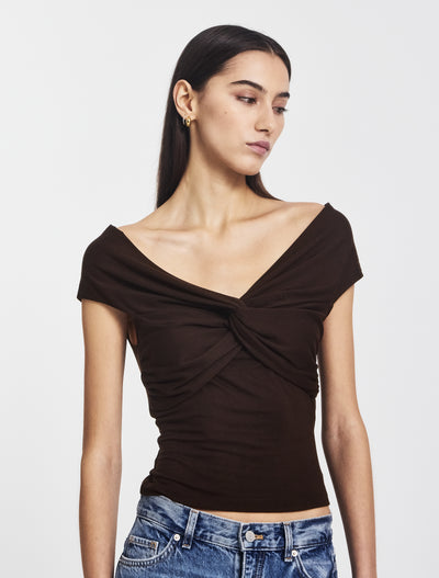 Laila Twist Front Top in Bitter Chocolate