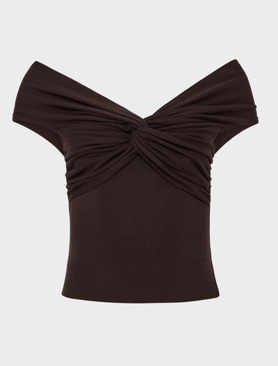 Laila Twist Front Top in Bitter Chocolate