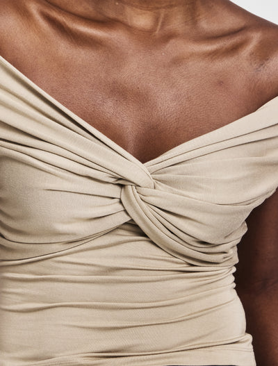 Laila Twist Front Top in Taupe