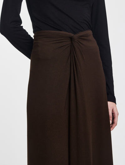 Sadie Twist Midi Skirt in Bitter Chocolate