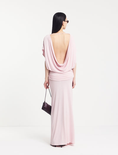 Ramona Blouson Maxi Dress With Full Hem in Dusk Pink