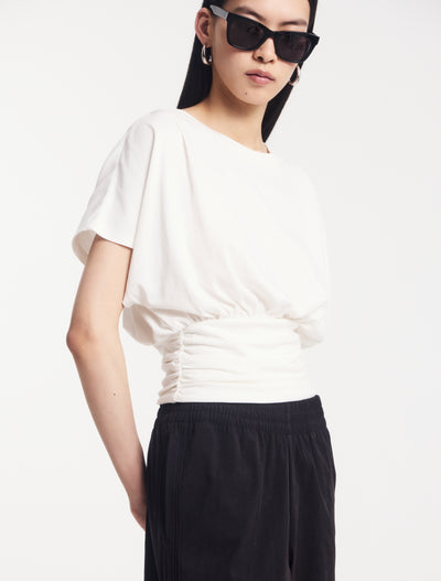 Wren Rouch Hem Tee in Chalk