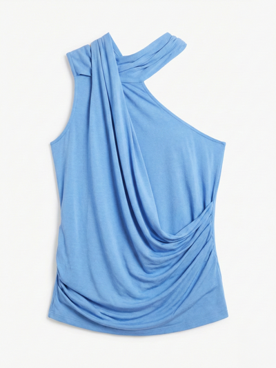 Zora Drape High Neck Top in Cornflower