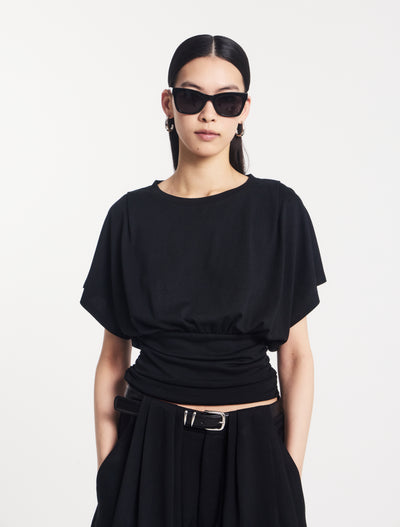 Wren Rouch Hem Tee in Black