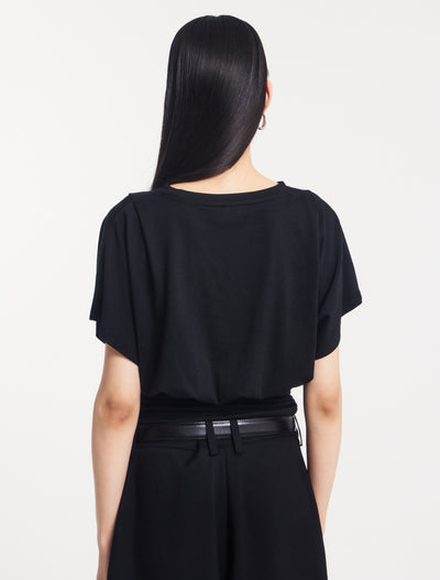 Wren Rouch Hem Tee in Black