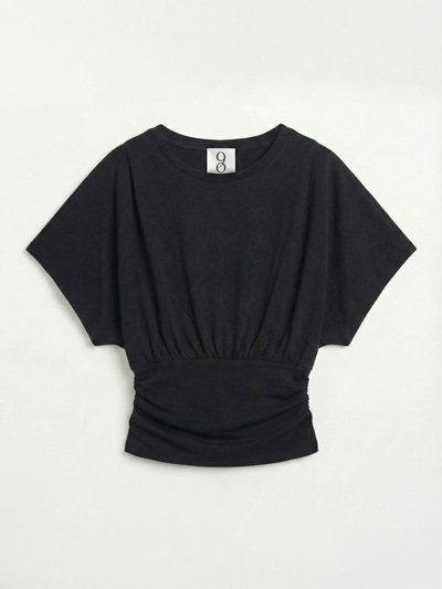 Wren Rouch Hem Tee in Black