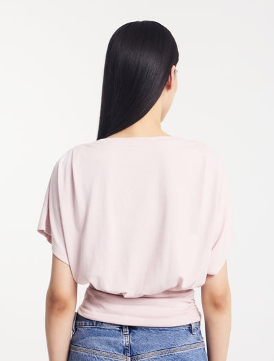 Wren Rouch Hem Tee in Dusk Pink