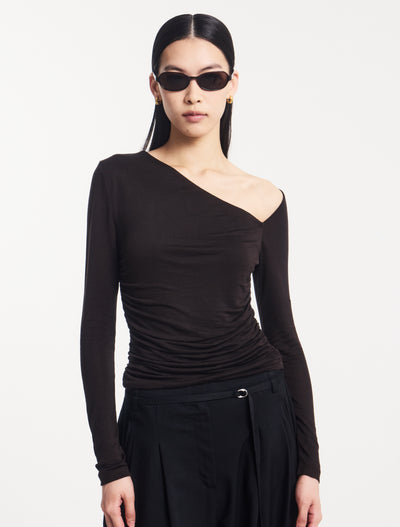 Parker Asymmetrical Top in Bitter Chocolate