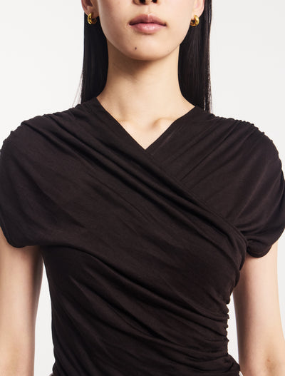 Indie Wrap Top in Bitter Chocolate