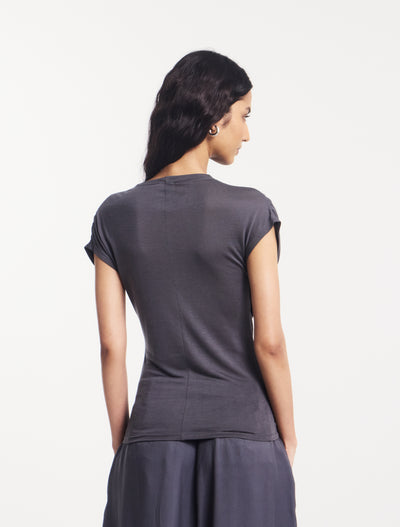 Indie Off Shoulder Wrap Top in Magnet