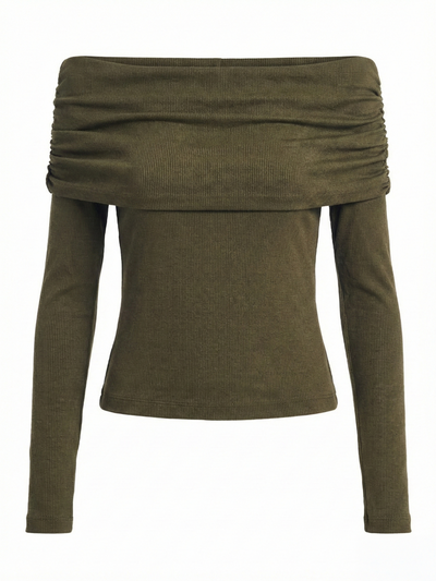 Stevie Rib Fold Over Top in Leaf Green